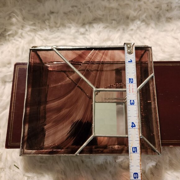 Vintage Stained Glass Jewelry Box With Mirrored Inlay Boho Cottage MCM - Picture 3 of 11